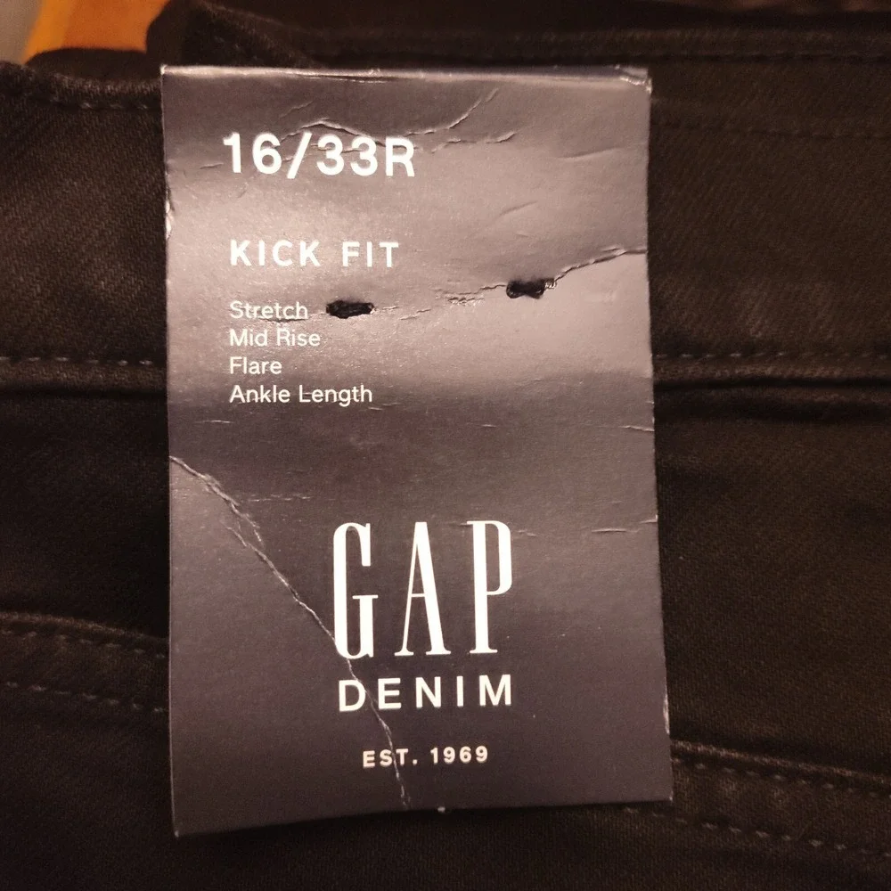 New Gap Jeans 16 Mid Rise Kick Fit Flare Ankle Cropped Black Y2k NWT‎ Stretch